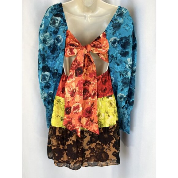 NWT Alice + Olivia Rowen Tiered Square Neck Babydoll Dress $440 - Picture 7 of 13